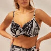Panache Seychelles Balcony Bikini Top -Elomi Underwear Shop SW1532BalconyBikiniSW1539MidiTiePantMonochromePrintFrontLifestyleEdit2