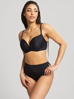 Panache Serenity Plunge Bikini Top -Elomi Underwear Shop SW1564SerenityPlungeBikiniTopSW1567SerenityMidiPantNoirFront