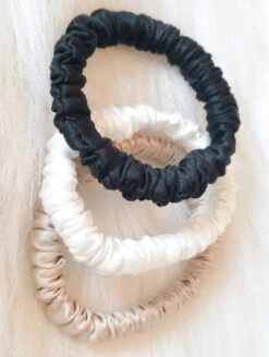 Sylke The Label Mulberry Silk Skinnies 3 Pack -Elomi Underwear Shop SylketheLabelSkinniesScrunchiesASSORTEDProductOnARug