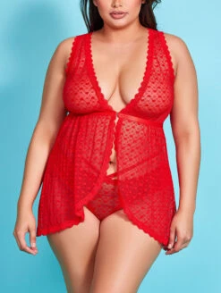 ICollection After Your Heart Babydoll -Elomi Underwear Shop iCollectionAfterYourHeartBabydollPlus33031XRedFront