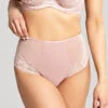 Panache Sabrina High Waist Brazilian Panty -Elomi Underwear Shop 10634HighWaistBrazilianVintagePearlFront