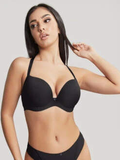 Cleo Faith Plunge Bra -Elomi Underwear Shop 10666FaithPlungeBraBlackFront2
