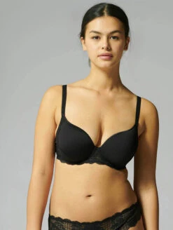 Simone Perele Reve Spacer Plunge Bra 7 Simone Perele Reve Spacer Plunge Bra -Elomi Underwear Shop 12Z316SpacerPlungeBraBlackFrontEdited