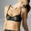 Simone Perele Reve Half Cup Bra 1 Simone Perele Reve Half Cup Bra -Elomi Underwear Shop 12Z330HalfCupBraBlackFrontLifestyleEdit