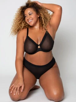 Curvy Couture Sheer Mesh Bra -Elomi Underwear Shop 1311BlackSheerfrontfullbody