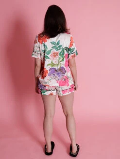 Kilo Brava The Satin PJ Set -Elomi Underwear Shop 14043FloralSatinShortPjSetFloralPrintBackEdited