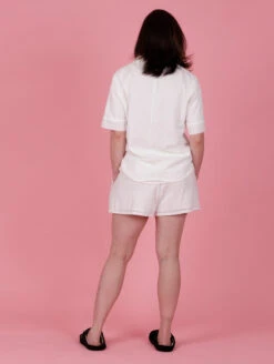 Kilo Brava The Cotton PJ Set -Elomi Underwear Shop 14046CottonShortPJPureWhiteBackEdited