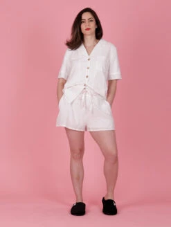 Kilo Brava The Cotton PJ Set -Elomi Underwear Shop 14046CottonShortPJPureWhiteFrontEdited