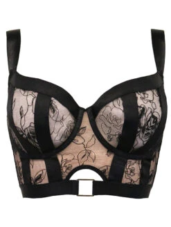 Pour Moi India Embroidery Underwire Bustier -Elomi Underwear Shop 20339PourMoiIndiaUWBustierBlackCosmeticFrontEditedCutOut