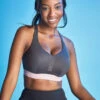 Panache Ultra Perform Wired Sports Bra -Elomi Underwear Shop 5022UltraPerformSportsBraCharcoalFrontLifestyleEdited