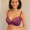 Panache Ana Plunge Bra -Elomi Underwear Shop 9396AnaPlungeBraDamsonFrontLifestyle