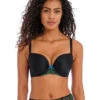 Freya Show Off Moulded Plunge Bra 1 Freya Show Off Moulded Plunge Bra -Elomi Underwear Shop AA401631PlungeBraBlackFront