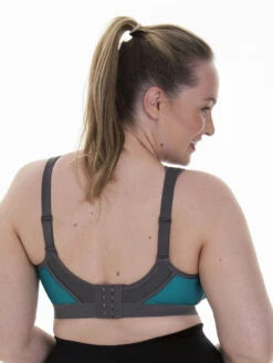 Anita Extreme Control Plus Sports Bra -Elomi Underwear Shop AnitaExtremeControlPlusSportsBra5567PeacockAnthraciteBack