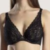 Aubade Rosessence Triangle Full Bust Plunge Bra 2 Aubade Rosessence Triangle Full Bust Plunge Bra -Elomi Underwear Shop AubadeRosessenceComfortFullCupPlungingTriangleBraHK12 02BlackFront