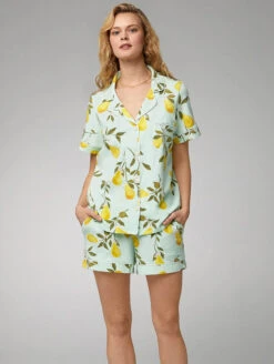 Bed Head Classic Short Sleeve PJ Set -Elomi Underwear Shop BedHeadClassicShortSleevePJSetPearTreeBH2427101Front