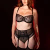 Chantelle Fleurs Demi Bra 1 Chantelle Fleurs Demi Bra -Elomi Underwear Shop ChantelleFleursDemiBraBlack12M5Setfrontredbomb2