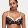 Chantelle Midnight Flowers Bra -Elomi Underwear Shop ChantelleMidnightFlowersC12N6BlackTshirtBraFront