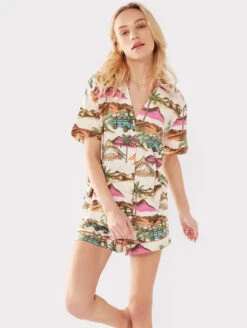 Chelsea Peers Button Up Pajama Set -Elomi Underwear Shop ChelseaPeersButtonUpPJSetVacationCW2005CCAPFront