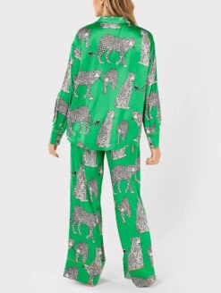 Chelsea Peers Oversized PJ Set -Elomi Underwear Shop ChelseaPeersGreenLeopardOversizedLongPJSetCW2011CLEP16Back