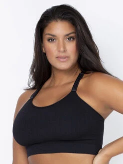 Curvy Couture Smooth Longline -Elomi Underwear Shop CurvyCoutureSmoothLonglineBra1332BlackSide