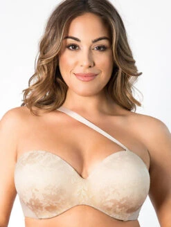 Curvy Couture Strapless Bra -Elomi Underwear Shop CurvyCoutureStraplessBraBombshell1211FrontStrapAlt3