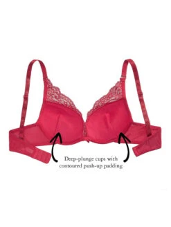 The Little Bra Company Lucia Deep Plunge Bra -Elomi Underwear Shop E004CLuciaDeepPlungeBraRedInfo