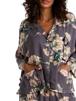 Midnight Bakery Luca Pj Set -Elomi Underwear Shop ENC345LucaPjPantSetLaveauCharcoalFrontEditedShirtDetailing