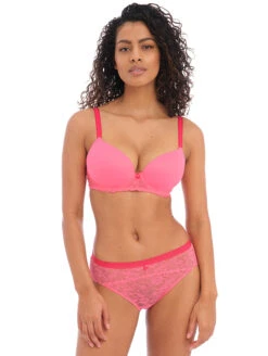 Freya Offbeat Plunge Moulded Bra -Elomi Underwear Shop FreyaOffbeatMouldedPlungePinkAA5450FullSet