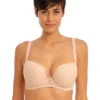 Freya Tailored Moulded Plunge Bra -Elomi Underwear Shop FreyaTailoredMouldedPlungeBraAA401131LatteNaturalFront