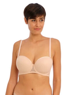 Freya Tailored Moulded Strapless Bra -Elomi Underwear Shop FreyaTailoredStraplessBraAA401109LatteNaturalFrontAlt