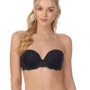 On Gossamer Basic Strapless Bra 2 On Gossamer Basic Strapless Bra -Elomi Underwear Shop G3162OnGossamerStraplessBraBlackFront