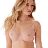 Gossard Glossies Lotus Sheer Bra -Elomi Underwear Shop GossardGlossiesLotusSheerMouldedBra19001CafeCremeFront