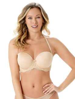 Gossard Superboost Strapless Bra -Elomi Underwear Shop GossardSuperboostStraplessBraLatte7737FrontStrapsAlt