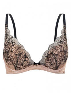 Gossard VIP Henna Plunge Bra -Elomi Underwear Shop GossardVIPHennaPlungeBra18501Black NudeFront