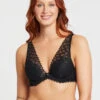 Montelle Lacy Essentials Mystique High Apex Bra -Elomi Underwear Shop MontelleLacyEssentialsMistiqueHighApexBraBlack9304FrontAlt