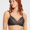 Montelle Lacy Essentials Wire Free Bra -Elomi Underwear Shop MontelleLacyEssentialsWireFreeBraBlack9303Front