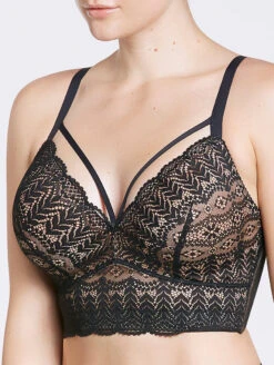 Parfait Mia Lace Bralette -Elomi Underwear Shop ParfaitMiaBlackBeigeSide