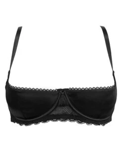 Pour Moi For Your Eyes Only Quarter Cup Bra -Elomi Underwear Shop PourMoiForYoursEyesOnlyQuarterCupBraBlack22800FrontCutOut