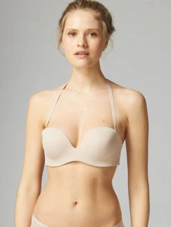 Simone Perele Essential Strapless Bra -Elomi Underwear Shop SimonePereleEssentialStraplessBraPeauRose13V303FrontwithStrapsHalter