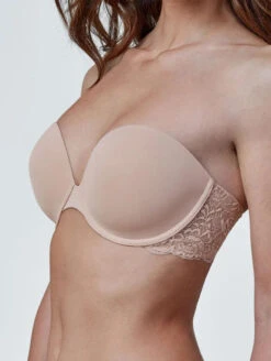 Skarlett Blue Goddess Strapless Bra -Elomi Underwear Shop SkarlettBlueGoddessPlungeStraplessBraCashmere329101Side