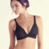 The Little Bra Company Erika Non Wire Plunge Bra -Elomi Underwear Shop Y001ErikaNonWireBraletteBlackFront